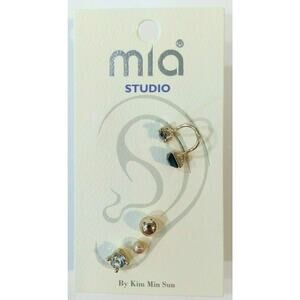 Ear Cuff Wrap No Pierce Earring with Gold Stud Earrings, 4 Pc Set Mia Collection